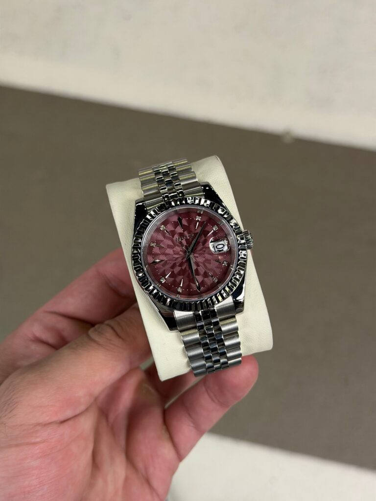 Geometric Maroon Dial