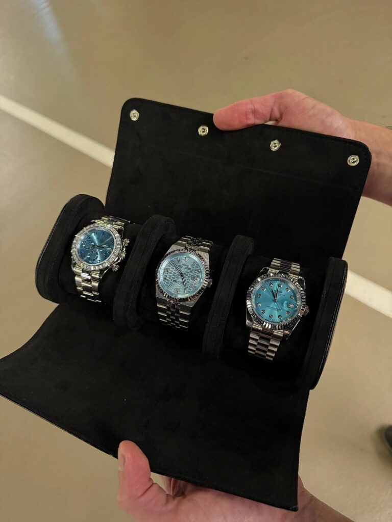 3 Slot Black Leather Box