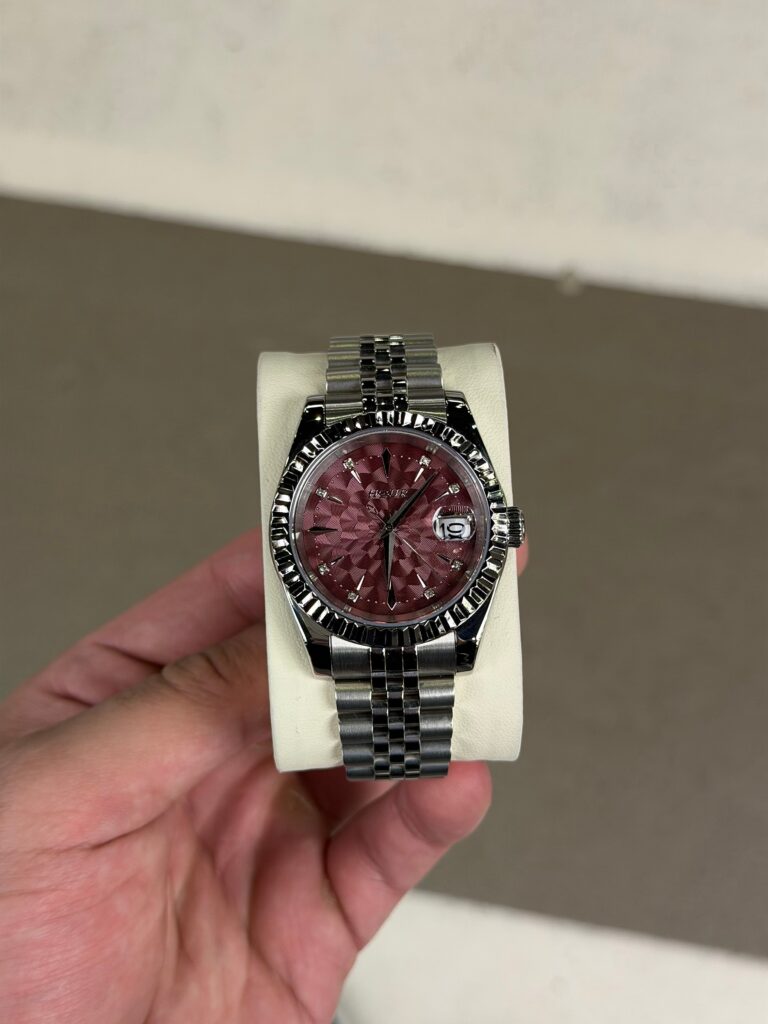 Geometric Maroon Dial