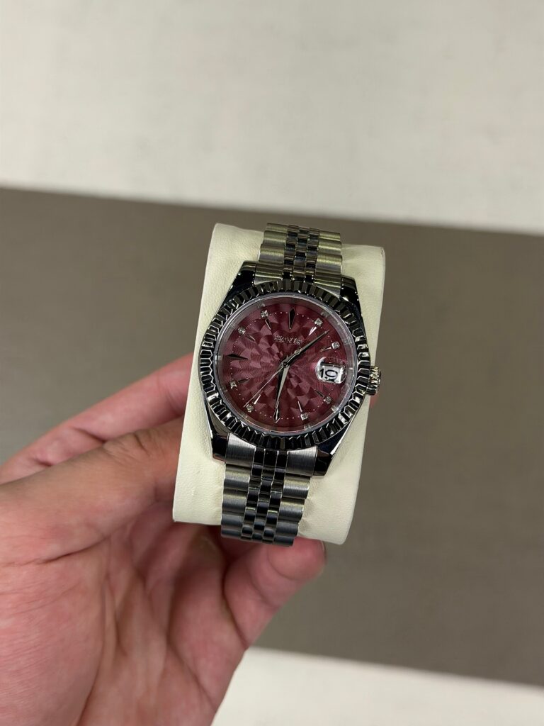 Geometric Maroon Dial